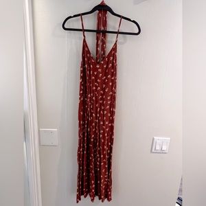 Billabong Womens Burnt Orange Floral Jumpsuit Sleeveless Size Extra Small